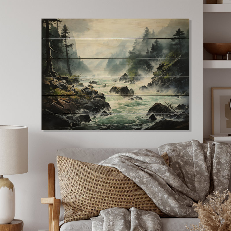 Colligan Storm, cascade d'eau I sur impression sur bois, H 24 po x l 32 po x P 0,78 po