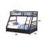 Lit superposé simple TG / grand avec rangement et 2 tiroirs, configuration convertible, système de lattes, façade avant, garde-corps pleine longueur, conception de tiroir français, boiserie en pin, capacité de poids de 220 lb,
