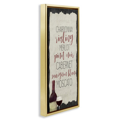 «Country Kitchen Wine List», art mural encadré flottant par Kim Allen