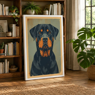Rottweiler Portrait Rustic - Wrapped Canvas