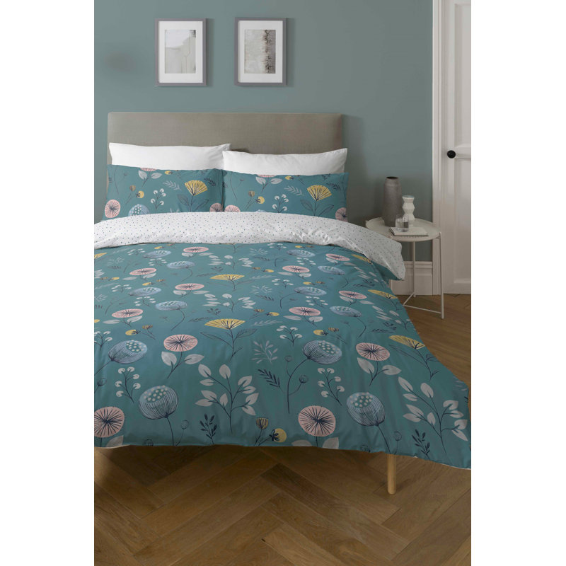 Chrissean Blue/Pink Modern & Contemporary Duvet Cover Set with Pillowcases Quilt Cover Soft and Breathable