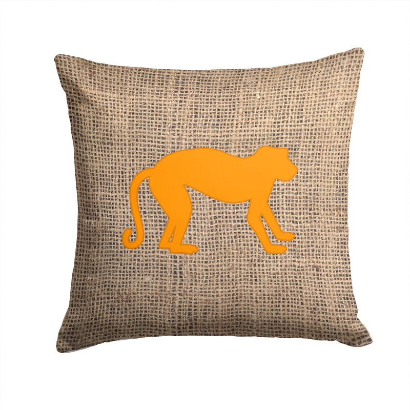 Coussin intérieur / extérieur Monkey, H 14 po x l 14 po x P 4 po, Orange