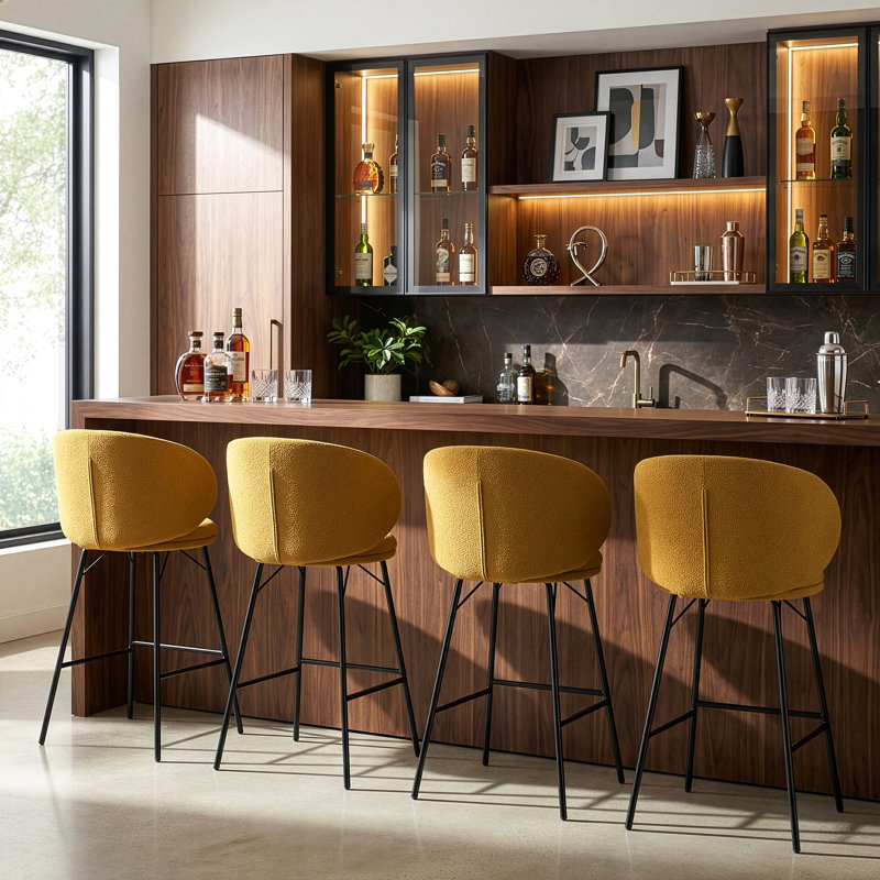 Lemonica Boucle Counter & Bar Stool, Bar Stool (30" Seat Height), Brown