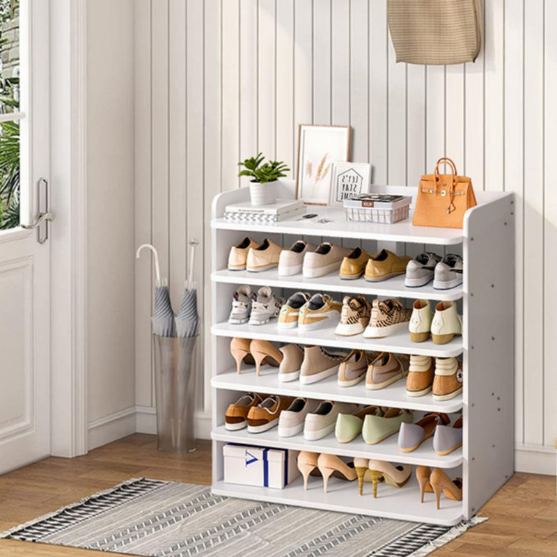 Warm white MDF shoe cabinet, 88cm x 82cm x 26cm, 6