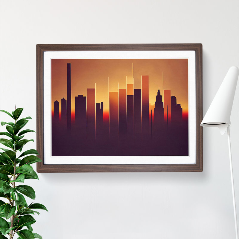 Uplifting Skyscraper Skyline - Framed Print, 34cm H x 46cm W, Walnut
