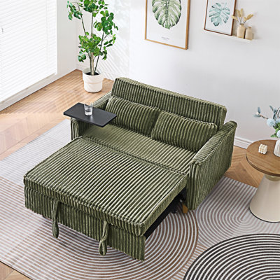Upholstered Sofa With Movable Tabletop And USB Ports
