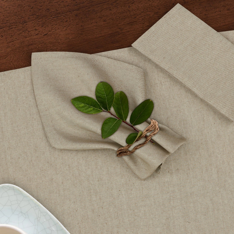 Poly Cotton Square Cloth Napkins Chambray Fabric, Deep Taupe