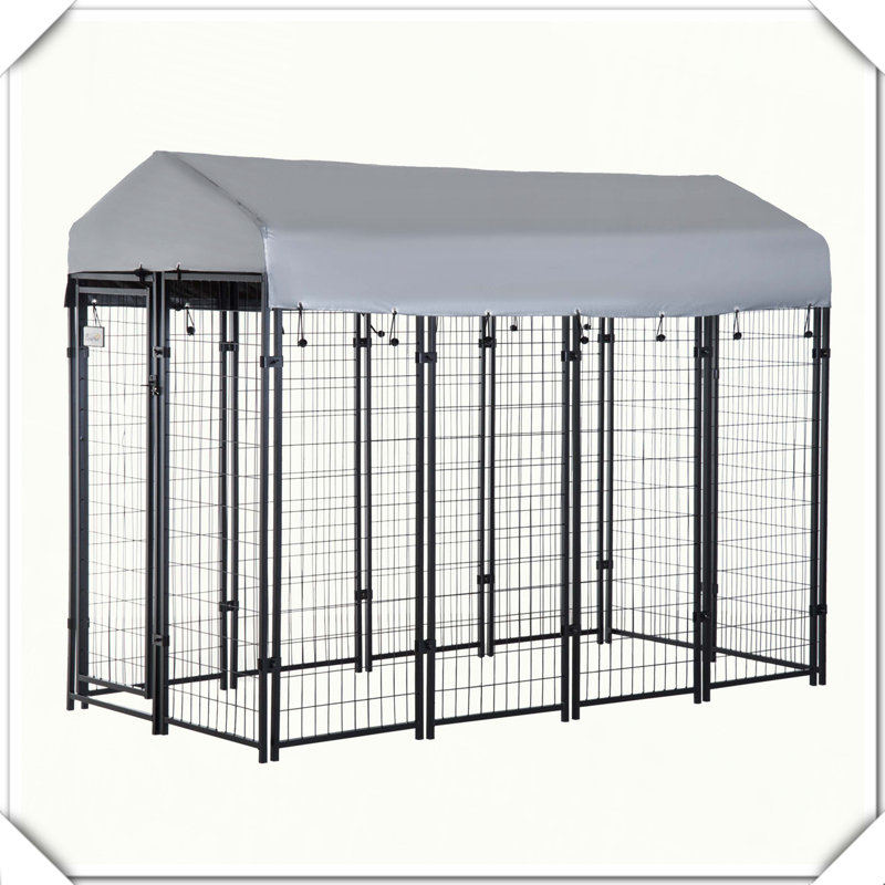 Auvent d'extérieur pour chien avec porte verrouillable résistante à l'eau, H 72 po x l 96 po x P 48 po, Noir