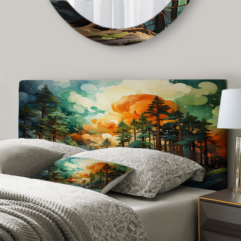Kammeron - Tree Redwood Upholstery Panel Headboard, Très grand