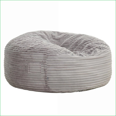 Fauteuil à billes surdimensionné rond en mousse à mémoire de forme 72 po, canapé paresseux en velours doux pour le salon | Gris clair | Rond