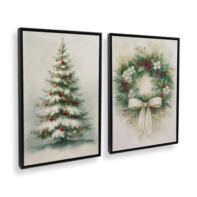 Ensemble de 2 impressions sur toile Evergreen Elegance