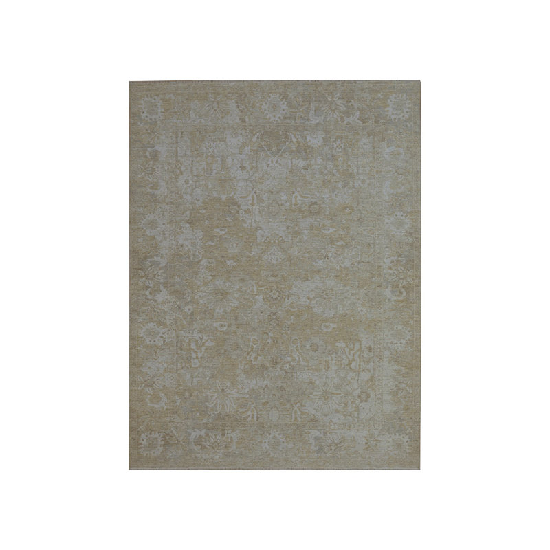 Tapis oriental beige en laine noué à la main 9 pi 1 po x 12 pi 2 po - MOA10276168