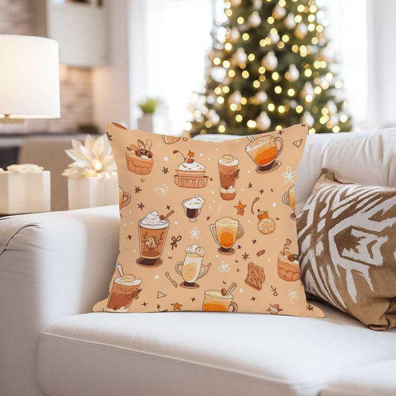 Holiday Fall Thanksgiving Pattern I Coffee, 20"H x 20"W