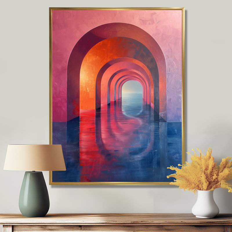 Tunnels d'univers soutenus rose et bleu, White Picture Framed, H 16 po x l 32 po