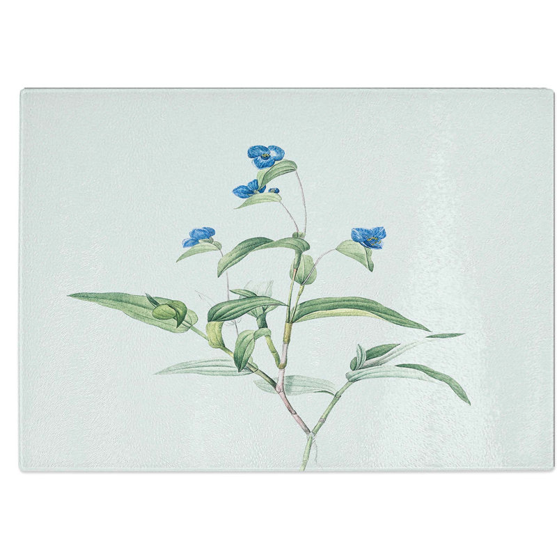 Tempered Glass Spiderwort Flowers Chopping Board, 39 cm W x 28.5 cm L