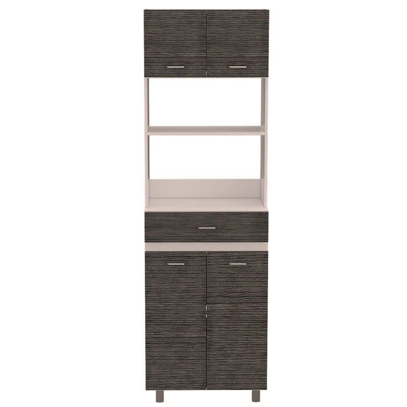 Pembrooke 2-Shelf 1-Drawer Microwave Pantry Cabinet , Gray