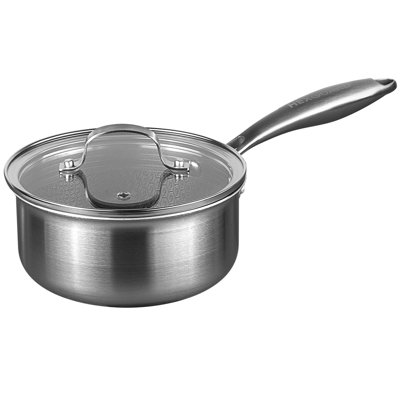 Prochef HexGuard Silver Stainless Steel 18cm Sauce Pan With Glass Lid, Hex Guard 18CM Saucepan Pro Chef, Lid Non-Stick Induction