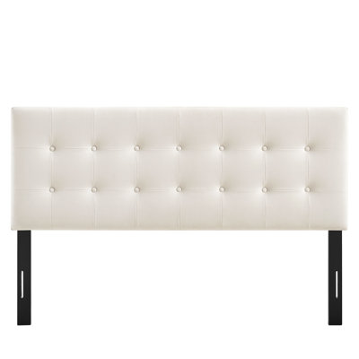 Emily Stain-Resistant Performance Velvet Full Size Headboard In Alabaster