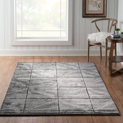 Tapis rayé noir / gris Boler