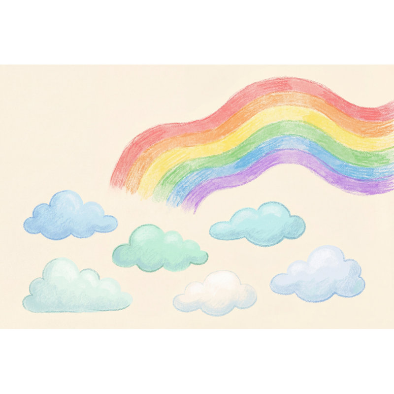 Papier peint arc-en-ciel mural pastel amovible, 100 po x 96 po, Peel and Stick