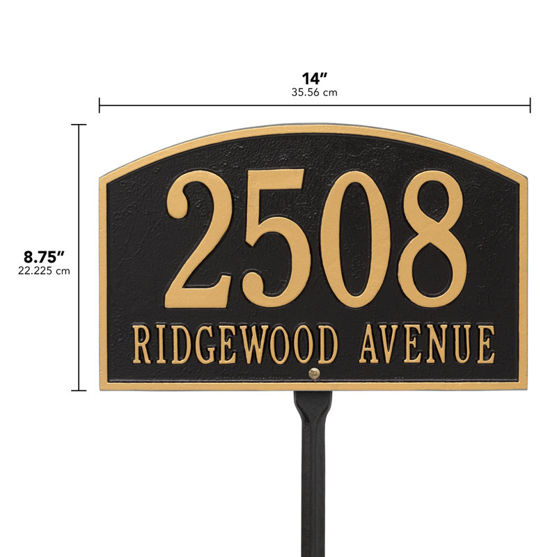 Legacy 2-Line Lawn Address Sign, Black / Gold, Yes