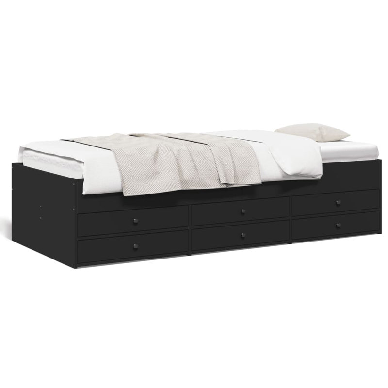 Vidaxl Daybed With Drawers, European Single (90 x 200cm), Black