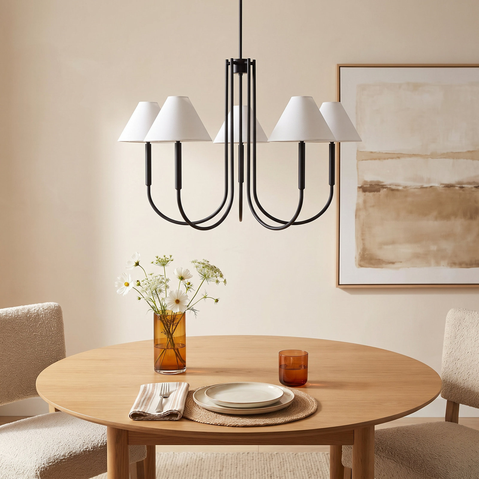 Porteau Chandelier, Midnight Black, 5-Light