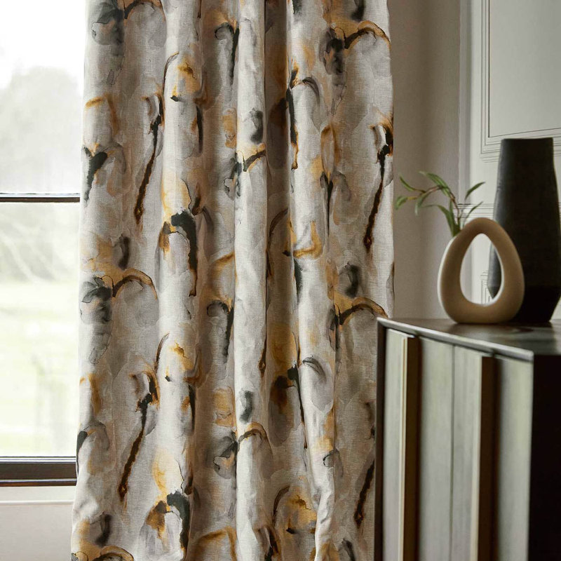 Water Iris Fabric, Gold/Charcoal