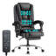 Upholstered Massage Executive Office Chair, Desk Chair with Retractable Footrest -74345938-74345936