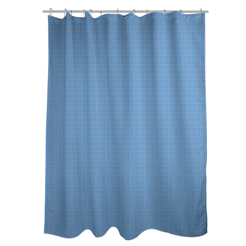 Rideau de douche simple Katelyn Elizabeth, Bleu / Orange