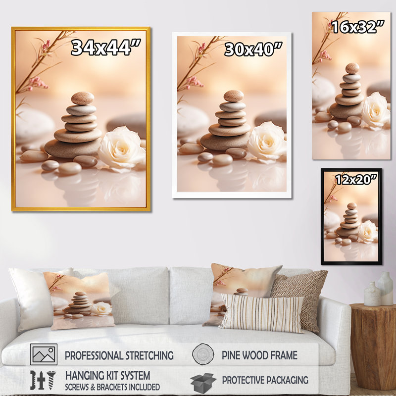 Spa Serenity Zen Stones Delicate Balance Cairn I On Canvas Print, 32" H x 24" W x 1" D, Wrapped Canvas