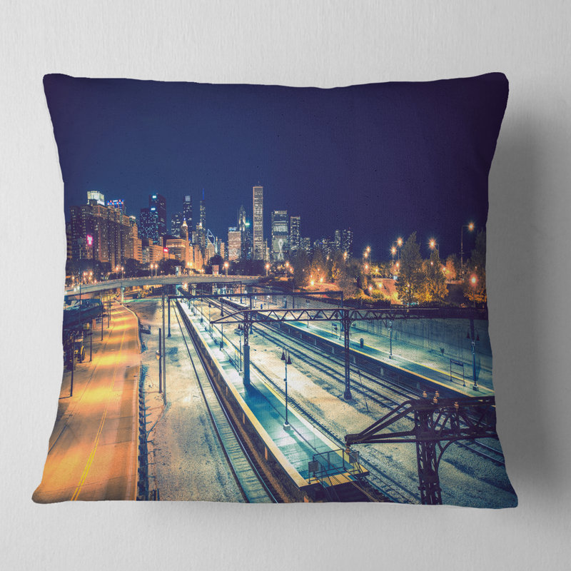 Coussin lombaire cityscape welcome the chicago autoroute, Square 16" x 16"