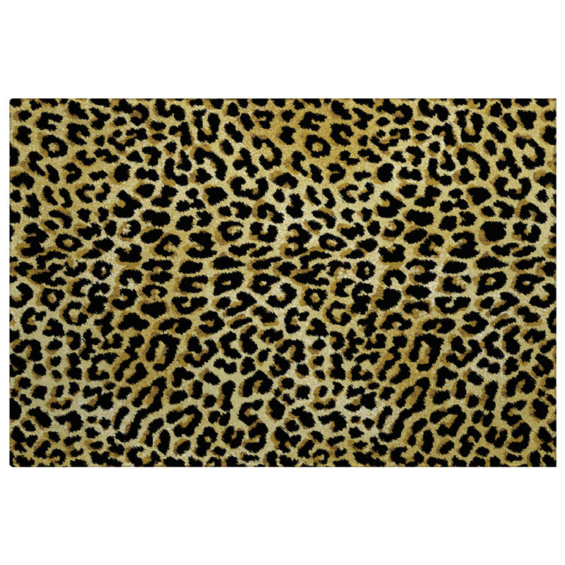 Premium Machine Washable Dream Shag ADS43 Leopard Rug, Gilded, 2'6" x 3'10"