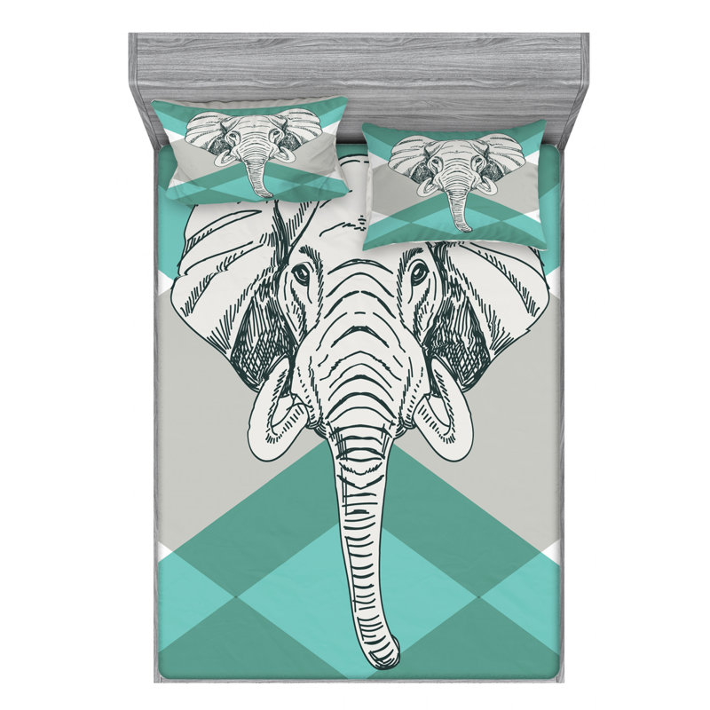 Elephant Microfiber Sheet Set, Queen Sheet Set + Fitted Sheet + 2 Pillowcases