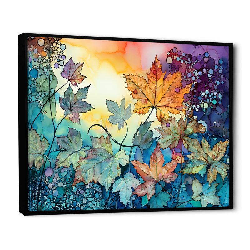 «Leaves Autumn Sunlight Harmony» sur toile, Cadre flottant noir, H 12 po x l 20 po x P 1 po