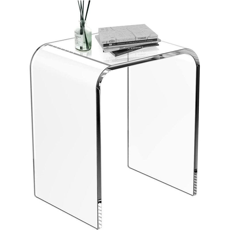 Table de bout en acrylique, table basse en lucite transparent avec bords en cascade (ensemble de 2)