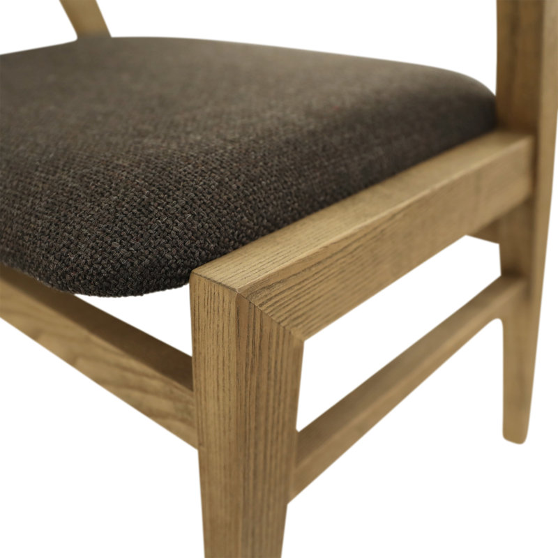 Ilaria Linen Blend Upholstered Dining Chair, Charcoal, Natural