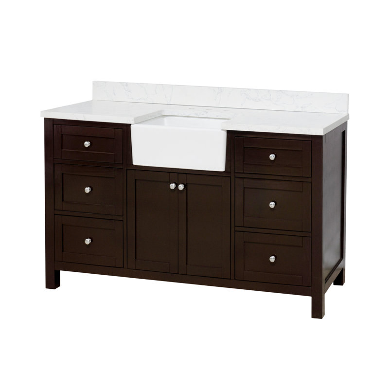 Ensemble de meuble-lavabo simple 60 po Yorkshire, Chocolat