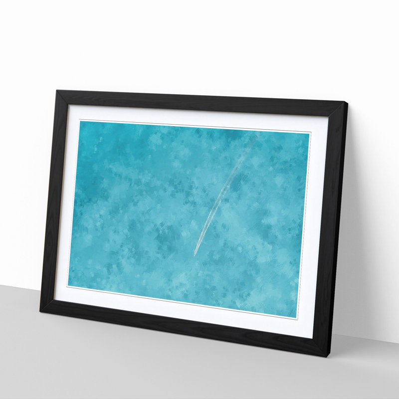 Airplane Trail In The Sky - Single Picture Frame Painting on MDF, Black, 62cm H x 87cm W x 2cm D