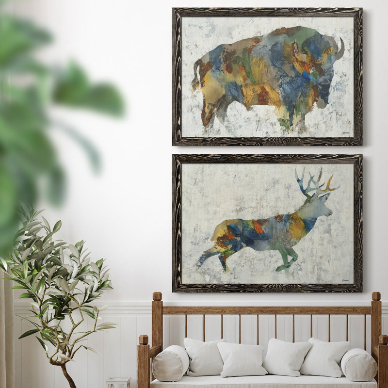 Plains Icon - ensemble de 2 impressions, H 37,5 po x l 55 po x P 1,5 po, Toile encadrée noire, Pas de tapis