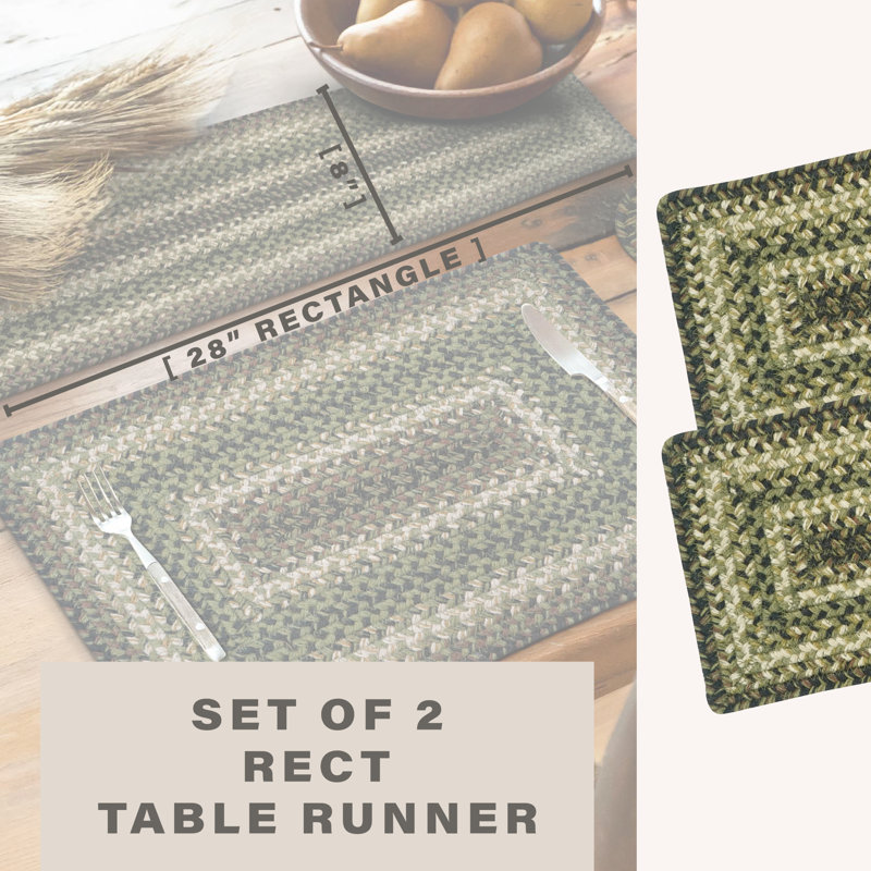 Premium Jute Braided Indoor Table Runners - Set of 2, Size 8"x28", Runner 0'8" x 2'4", Pinecone