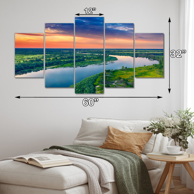 Vue aérienne de la rivière Alabama II - Paysages, art mural, salon - 5 panneaux