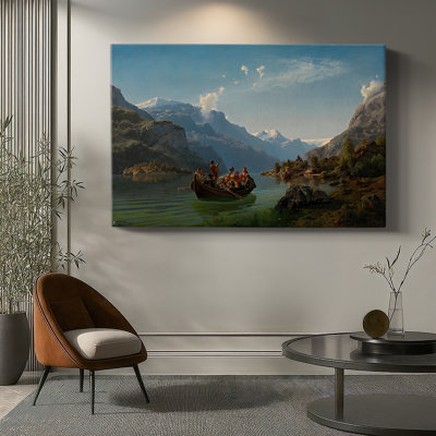 Adolph Tidemand & Hans Gude "Brudeferd i Hardanger (Bridal Procession on the Hardangerfjord)" - Museum Quality Gallery Wrapped Canvas Wall Art