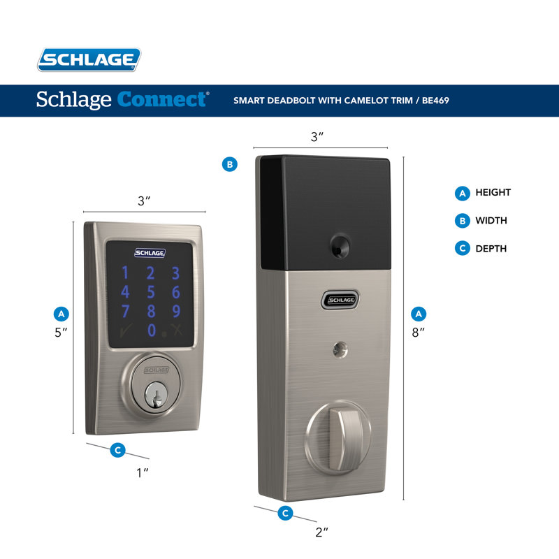 Schlage Connect Z-Wave Plus Smart Deadbolt with Century Trim, Matte Black, Yes