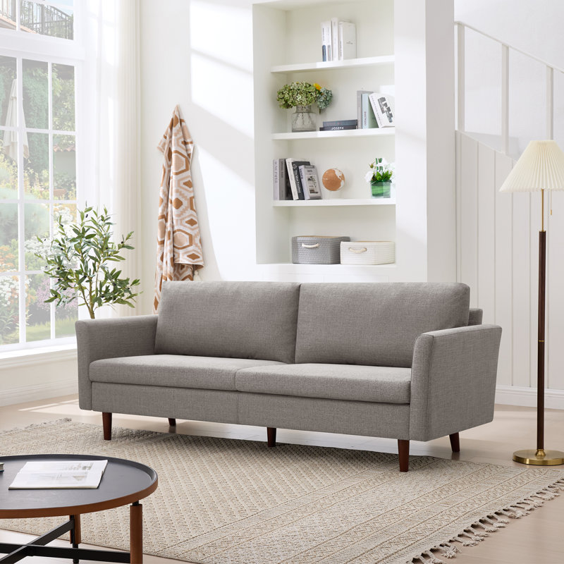 Cicero 204Cm Linen Flared Arm Sofa, Gray