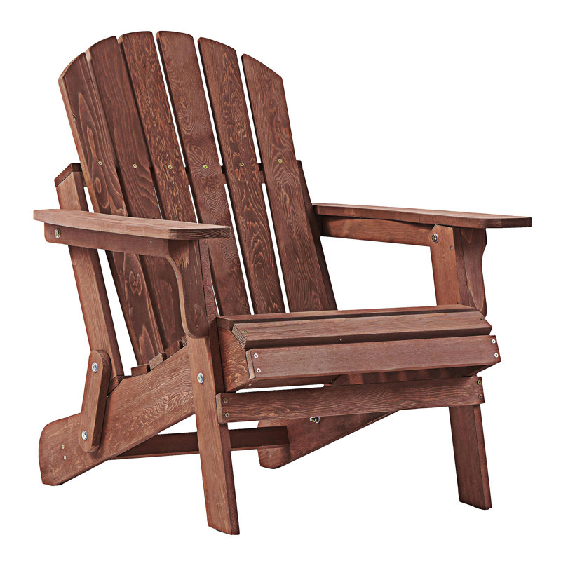Wooden Outdoor Folding Adirondack Chair, Coffee