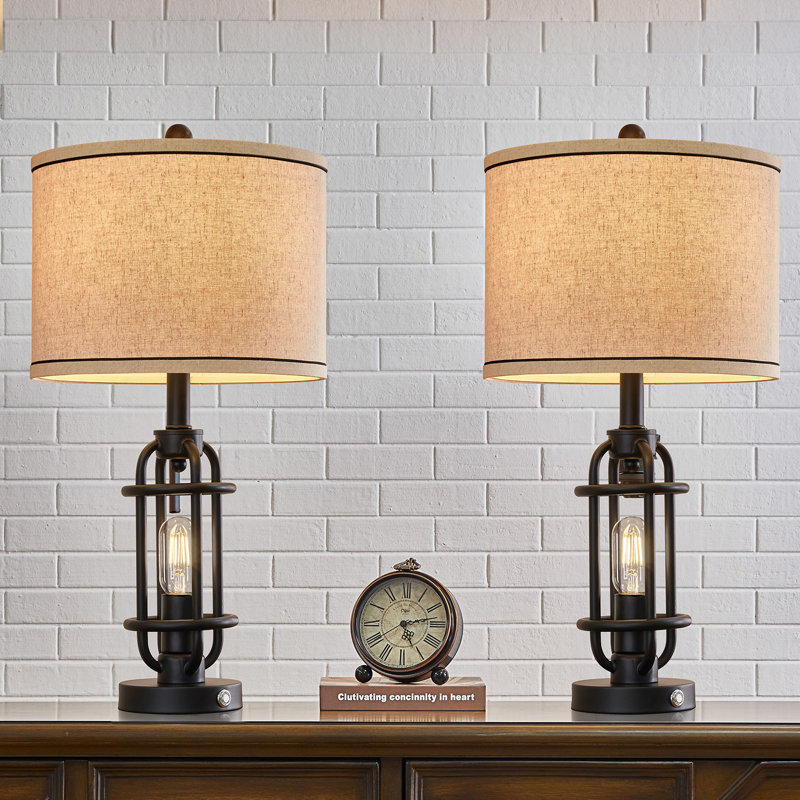 Jacolbi 3 Way Dimmable Touch Control Table Lamp with Dual USB Ports
