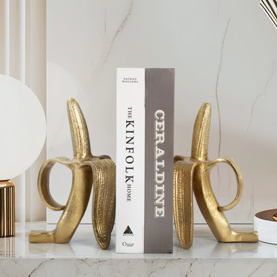 Serre-livres banane en aluminium doré 8,75 po (ensemble de 2)