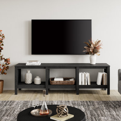Meuble télé 3 en 1 Ashae pour téléviseur de 75 po avec 6 tablettes de rangement, noir