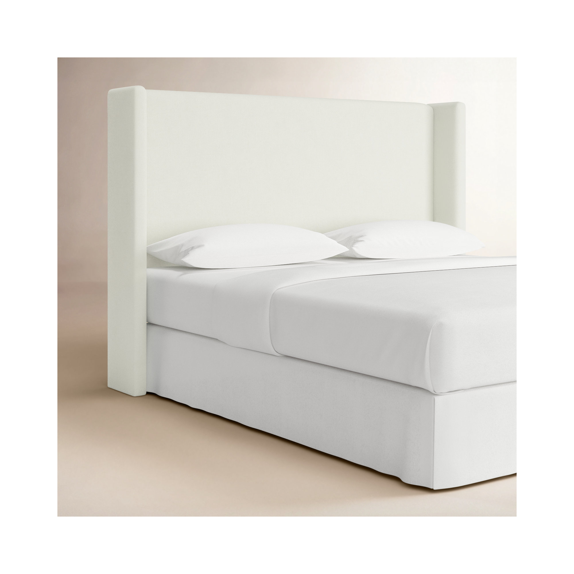 Tilly Upholstered Headboard, Zuma White Textured Linen, King